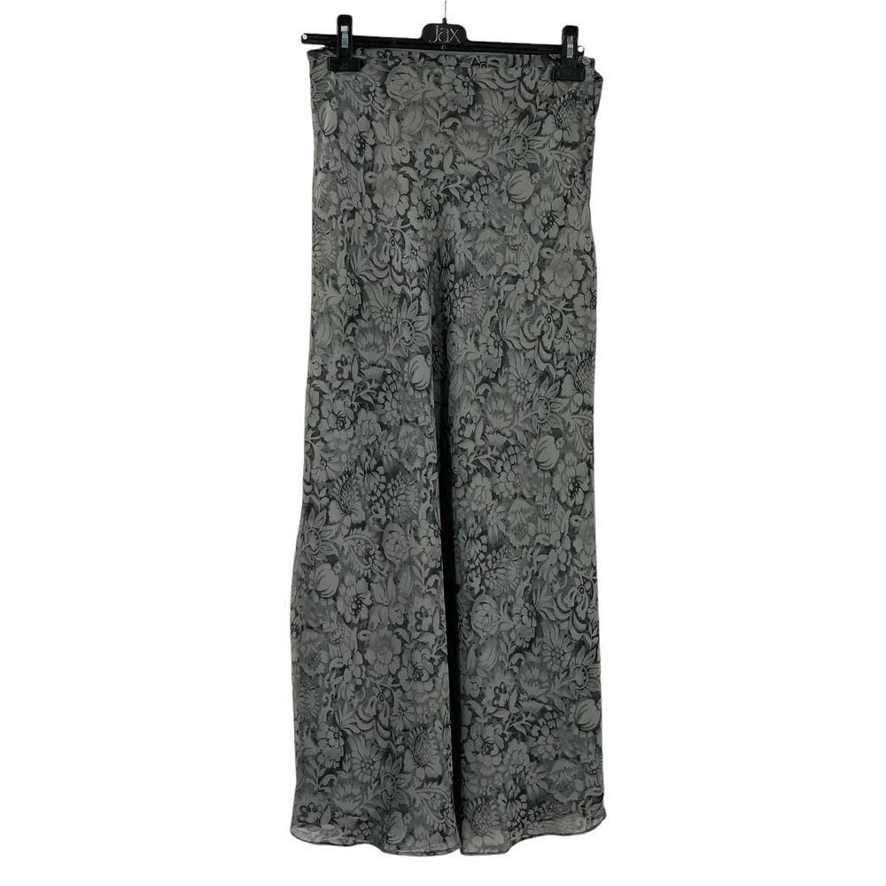 Limited Women's Lined Maxi Skirt Gray/Black Floral Side Buttons Flowy Size 10